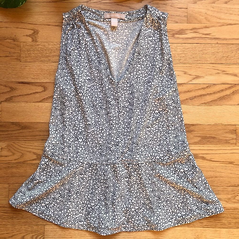 Banana Republic Black White Polka Dot Sleeveless Blouse XS